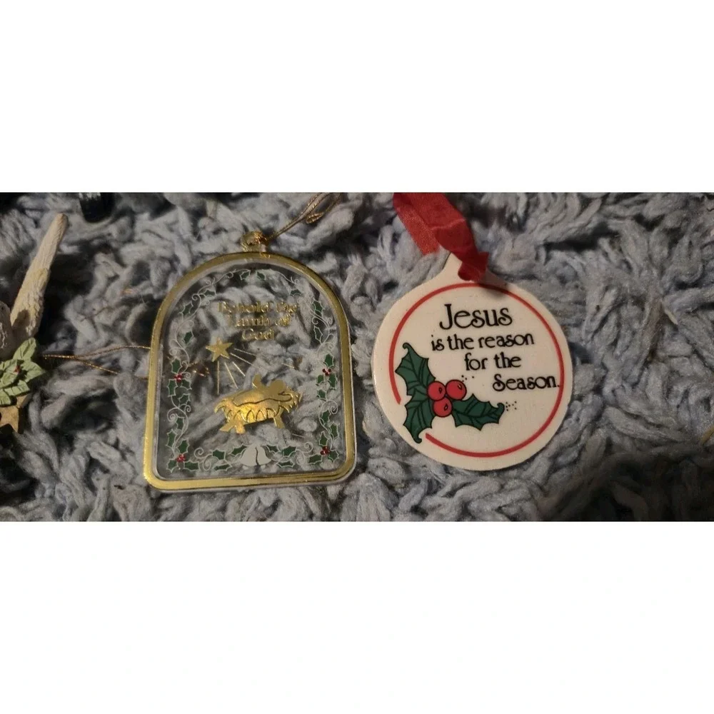 Vintage‎ Style Christmas Ornament Lot – Needlepoint, Crystal, Angels & Faith...